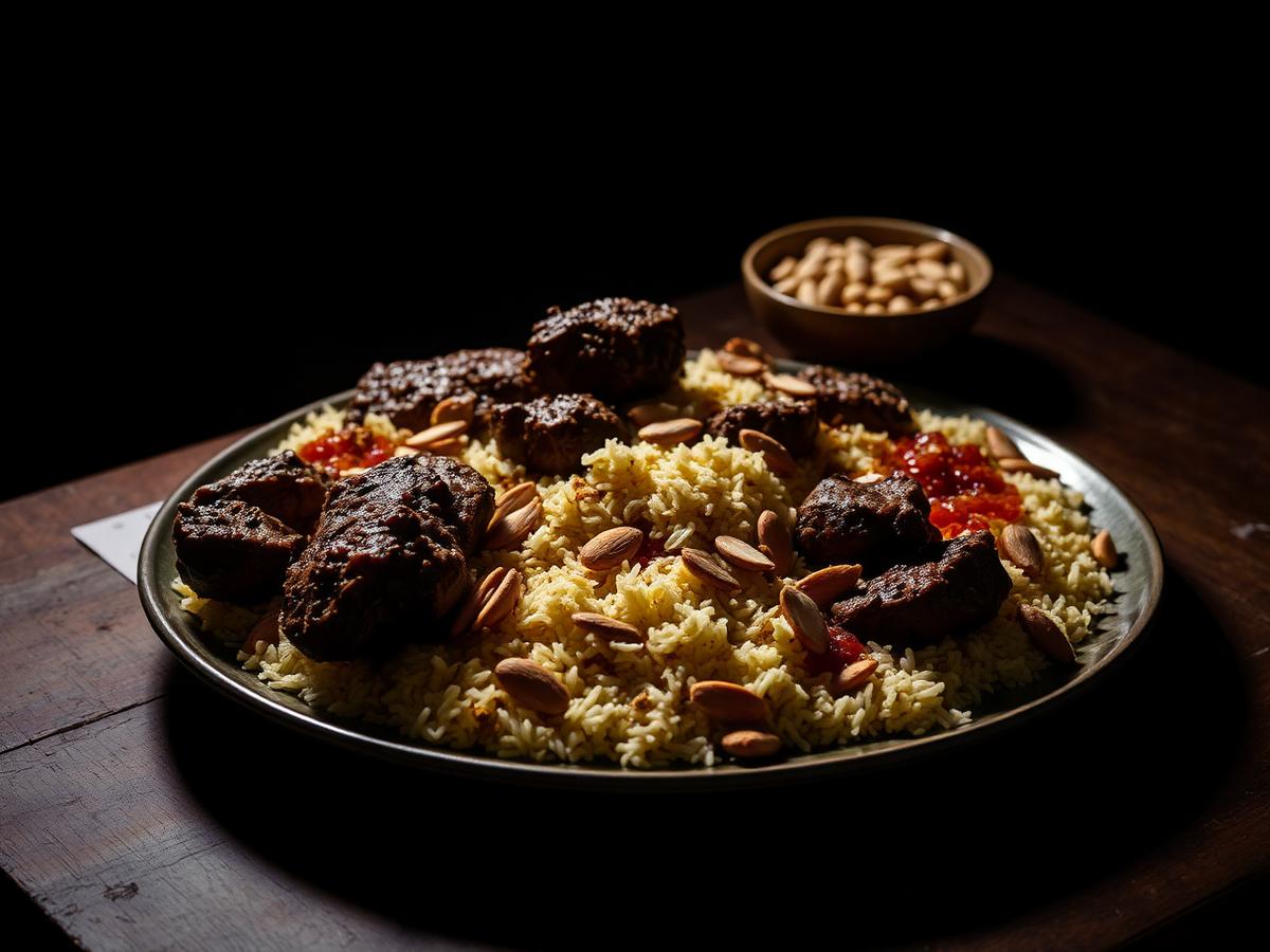 Mansaf with lamb and almonds