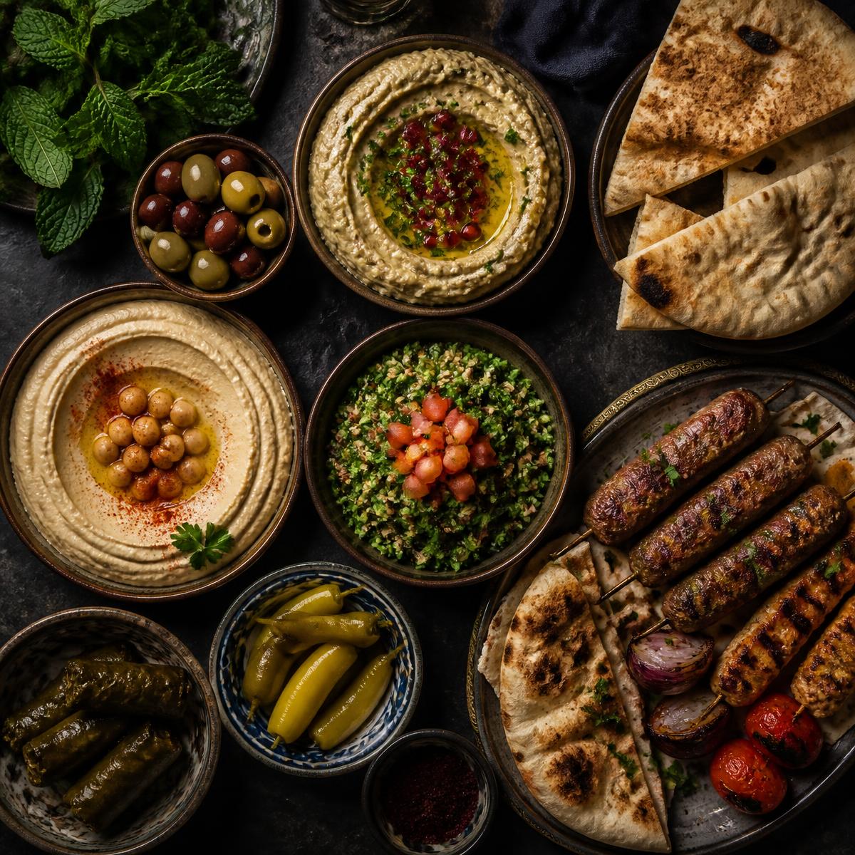 Levantine mezze spread